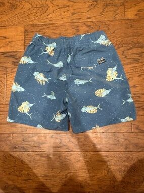 Pelagic Blue Shorts with Yellow Tropical Fish Print